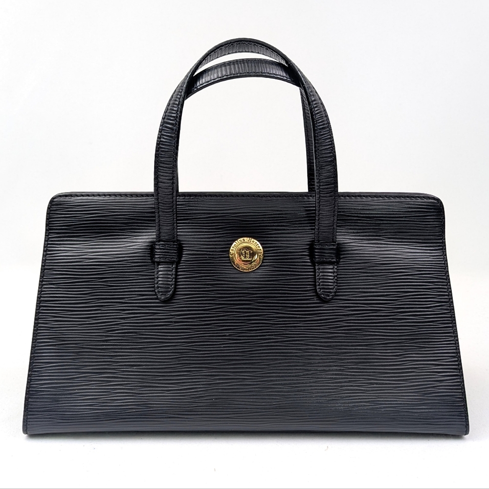 Carolina Herrera Satchel Epi Leather Handbag Double Handle Designer Quiet Luxury